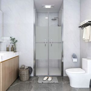 vidaXL Drzwi prysznicowe, szkło częściowo mrożone, ESG, 81x190 cm 1