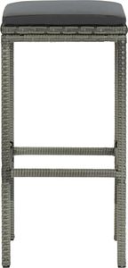 vidaXL Stołki barowe z poduszkami, 3 szt., szare, polirattan 4