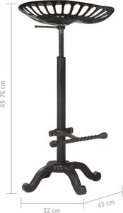 vidaXL Stołek barowy, czarny, żeliwny 7