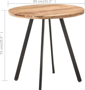 vidaXL Stół jadalniany, 80 cm, lite drewno akacjowe 5