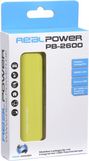 Powerbank Realpower PB-2600 2600mAh Żółty 3