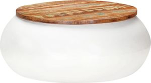vidaXL Stolik kawowy, biały, 68 x 68 x 30 cm, lite drewno z odzysku 1