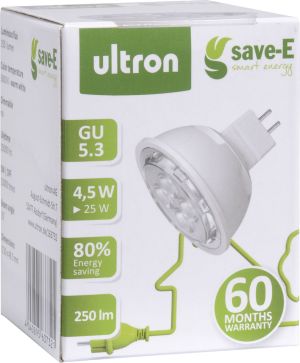 Ultron Żarówka LED GU5.3, 6W, 250lm, 3000K, biała ciepła (163732) 2