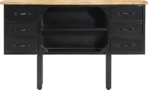 vidaXL Komoda, 110x30x65 cm, lite surowe drewno mango i stal 3