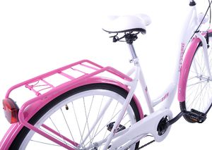 Kozbike (K19) Rower miejski damski Kozbike 28 biało-różowy 3 biegi 3