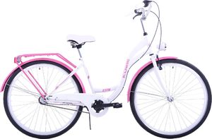 Kozbike (K19) Rower miejski damski Kozbike 28 biało-różowy 3 biegi 5