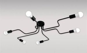 Lampa wisząca ECpower Żyrandol Lampa Wisząca 6 Pkt Światła Czarny Zd74f 4