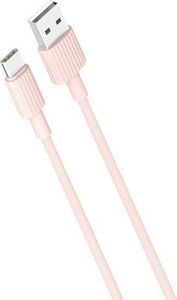Kabel USB XO USB-A - USB-C 1 m Różowy 1