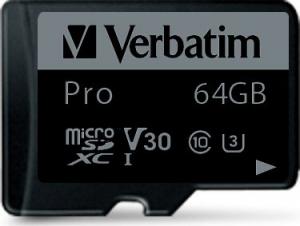 Karta Verbatim Pro MicroSDHC 64 GB Class 10 UHS-I/U3  (47042) 1