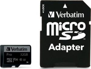 Karta Verbatim Pro MicroSDHC 32 GB Class 10 UHS-I/U3  (47041) 1