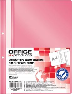 Office Products Skoroszyt OFFICE PRODUCTS, PP, A4, 2 otwory, 100/170mikr., wpinany, różowy 1