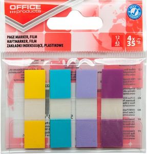 Office Products Zakładki indeksujące OFFICE PRODUCTS, PP, 12x43mm, 4x35 kart., zawieszka, mix kolorów pastel 1