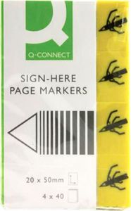Q-Connect Zakładki indeksujące Q-CONNECT Sign-here, papier, 20x45mm, 4x40 kart., żółty 1