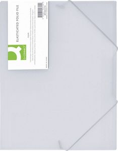 Q-Connect Teczka z gumką PP, A4, 400mikr., 3-skrz., transparentna biała 1
