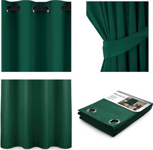 AmeliaHome AMELIAHOME ZASŁONA BLACKOUT EYELETS D.GREEN 140X175 1PC 2