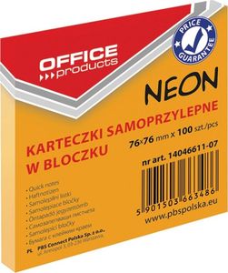 Office Products Bloczek samoprzylepny OFFICE PRODUCTS, 76x76mm, 1x100 kart., neon, pomarańczowy 1