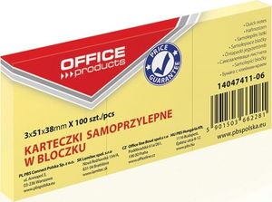 Office Products Bloczek samoprzylepny OFFICE PRODUCTS, 38x51mm, 1x100 kart., pastel, jasnożółty 1