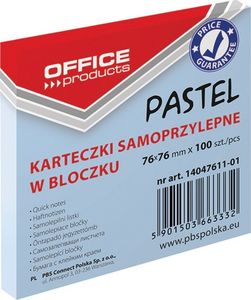 Office Products Bloczek samoprzylepny OFFICE PRODUCTS, 76x76mm, 1x100 kart., pastel, niebieski 1