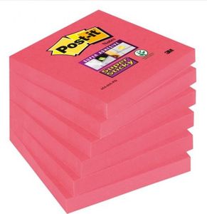 Post-it Karteczki samoprzylepne POST-IT Super Sticky (654-6SS-PO), 76x76mm, 1x90 kartek, różowe 1