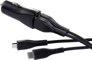 Ładowarka Energizer Energizer Hardcase Ładowarka samochodowa 2USB 2,4A z kablem typ-C i microUSB czarna Lifetime 4