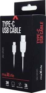 Kabel USB MaxLife  USB-A - USB-C 3 m Biały (vx5594) 2