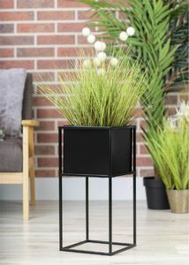 HowHomely Nowoczesny kwietnik stojak czarny 50 cm metalowy HowHomely 6