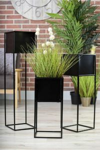 HowHomely Nowoczesny kwietnik stojak czarny 50 cm metalowy HowHomely 7