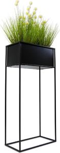 HowHomely Kwietnik stojący skrzynia czarny 90 cm metalowy 1