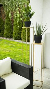 HowHomely Złoty nowoczesny kwietnik stojący 130 cm metalowy 9