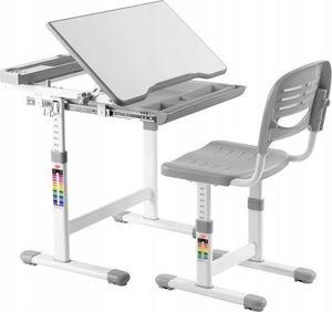 Costway Stół kreślarski biurko szkolne z krzesłem dla dziecka grey 1