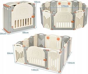 Costway Składany kojec dla dzieci z bramką bezpieczeństwa 3