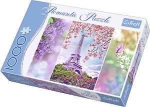 Trefl Puzzle 1000 elementów Romantic Wiosna w Paryżu (10409) 1