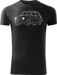 Topslang Koszulka motoryzacyjna z samochodem Fiat 126p męska czarna SLIM XL 1