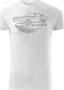 Topslang Koszulka motoryzacyjna z Fordem Mustangiem Ford Mustang męska biała SLIM S 1
