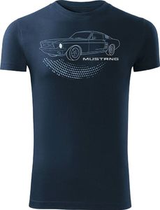 Topslang Koszulka motoryzacyjna z Fordem Mustangiem Ford Mustang męska granatowa SLIM L 1