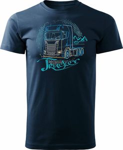 Topslang Koszulka z ciężarówką Scania dla kierowcy Tira męska granatowa REGULAR XXL 1