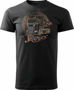Topslang Koszulka z ciężarówką Scania dla kierowcy Tira męska czarna REGULAR S 1