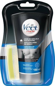 Veet VEET_SET Men krem do depilacji dla mężczyzn pod prysznic skóra wrażliwa 150ml + gąbka 1