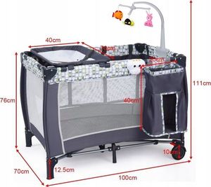 Costway Łóżeczko turystyczne kojec dla dzieci z przewijakiem 3