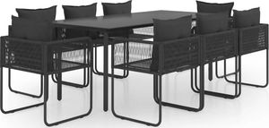 vidaXL 9-cz. zestaw mebli ogrodowych rattan PVC czarny (3060099) 1