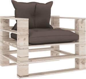vidaXL Sofa ogrodowa z palet poduszki w kolorze taupe drewno sosnowe VidaXL 1