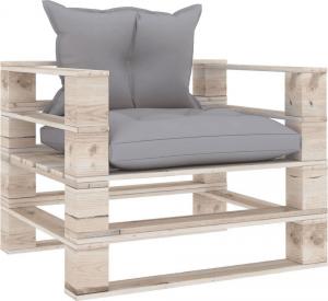 vidaXL Sofa ogrodowa z palet z szarymi poduszkami drewno sosnowe VidaXL 1