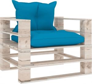 vidaXL Sofa ogrodowa z palet z niebieskimi poduszkami drewno sosnowe VidaXL 1