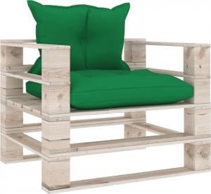 vidaXL Sofa ogrodowa z palet zielone poduszki drewno sosnowe VidaXL 1