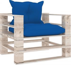 vidaXL Sofa środkowa z palet z niebieskimi poduszkami drewno sosnowe VidaXL 1