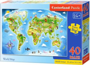 Castorland Puzzle 40 elementów Maxi Mapa świata 1