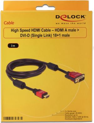 Kabel Delock HDMI - DVI-D 5m czerwony (84344) 3