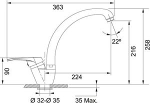 Bateria kuchenna Franke Vega stojąca orzech (115.0275.362) 2