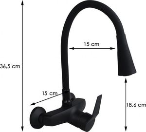 Bateria kuchenna YokaHome Bateria kuchenna ścienna elastyczna wylewka kran czarna - Yoka 3