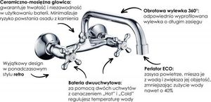 Bateria kuchenna YokaHome Retro ścienna chrom 8
